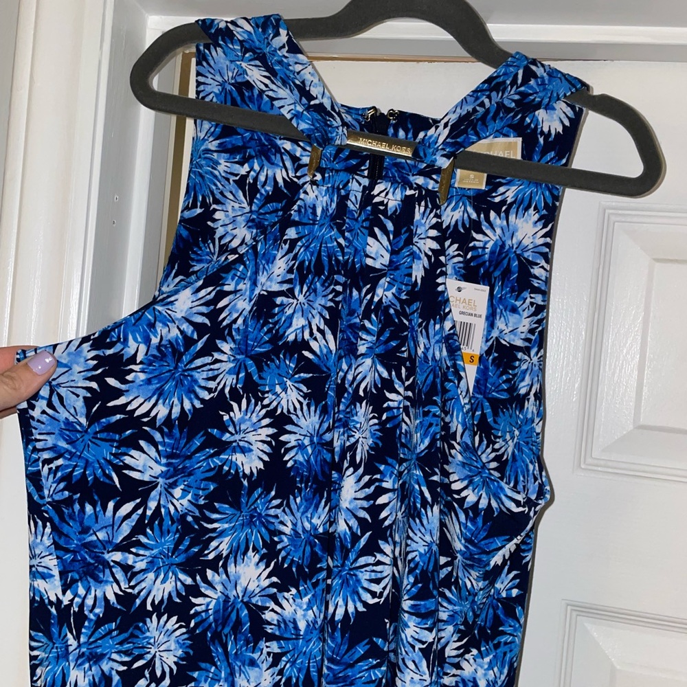 Michael Kors Blue Floral Midi Dress